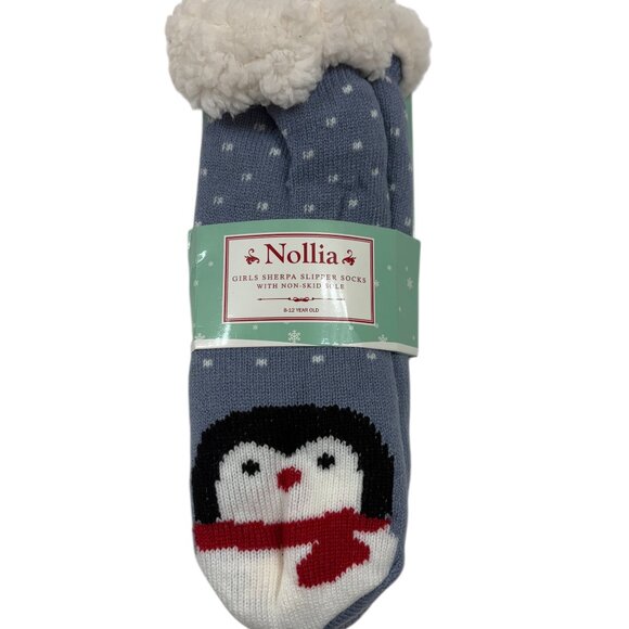 Sherpa Socks - Heavy Non-Skid- Penguin - Kids 8-12 Yrs - NWT - Picture 1 of 6